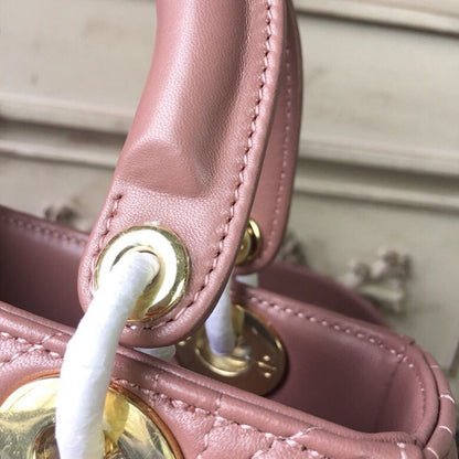 DI Medium Lady Bag Gold Toned Hardware Dusty Pink For Women 20cm/8in CD