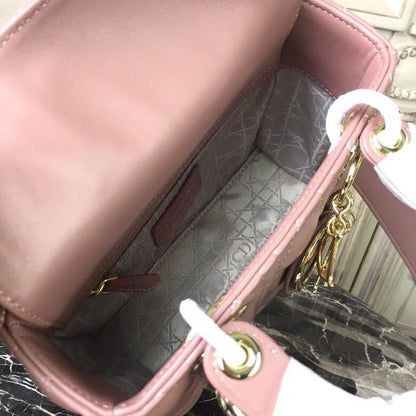 DI Medium Lady Bag Gold Toned Hardware Dusty Pink For Women 20cm/8in CD