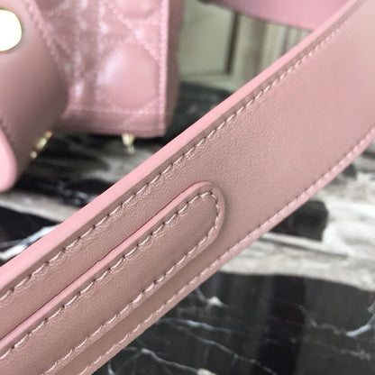DI Medium Lady Bag Gold Toned Hardware Dusty Pink For Women 20cm/8in CD