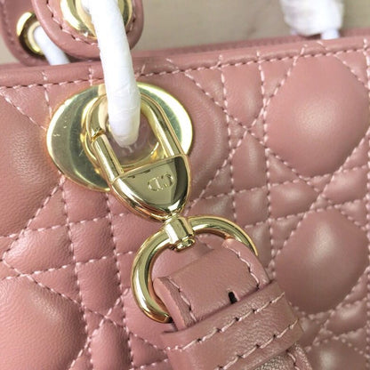 DI Medium Lady Bag Gold Toned Hardware Dusty Pink For Women 20cm/8in CD