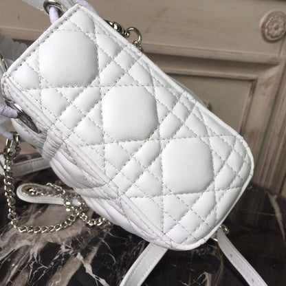 DI Mini Lady Bag White Chain Silver Hardware For Women 17cm/6.5in CD
