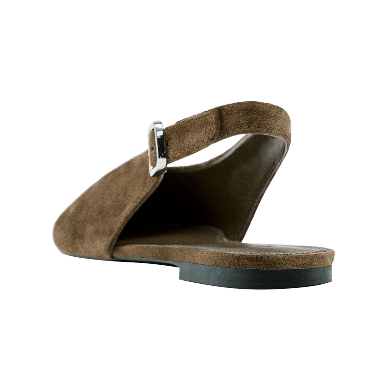 Elegant Round Toe Buckle Flat Slingback Pumps Shoes in Taupe