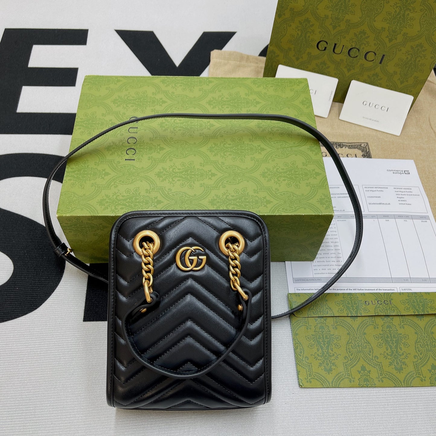 gg Marmont Matelasse Mini Bag Black For Women, Women&#8217;s Bags 7.5in/19cm gg ‎696123 DTDHT 1000