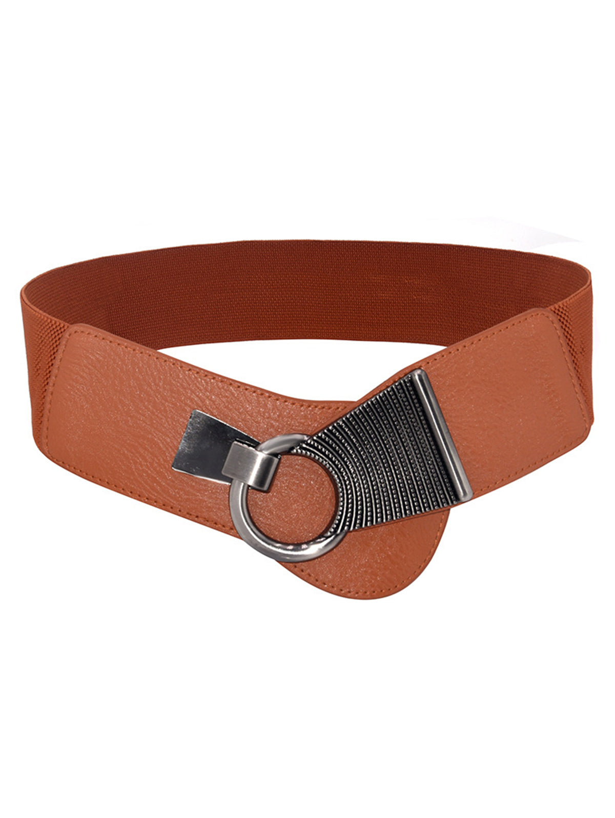 Fashion Solid Color Metal Buckle Wide Elastic Belt