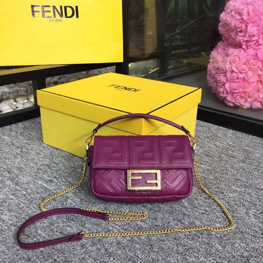FI Baguette Nappa Purple For Women, Handbags, Shoulder And Crossbody Bags 7.4in/19cm FF 8BS017