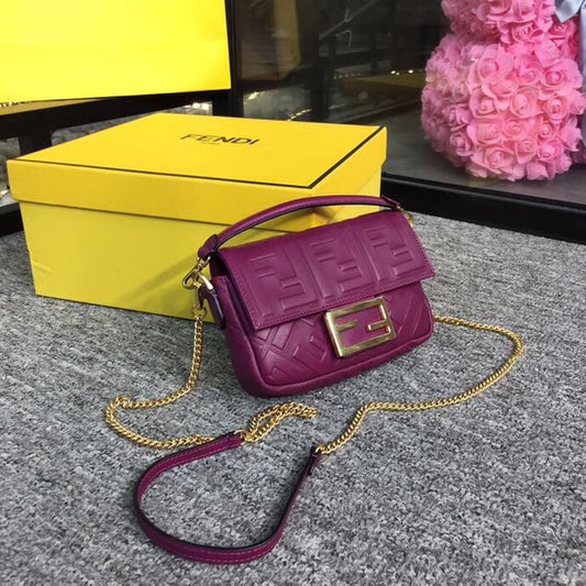 FI Baguette Nappa Purple For Women, Handbags, Shoulder And Crossbody Bags 7.4in/19cm FF 8BS017