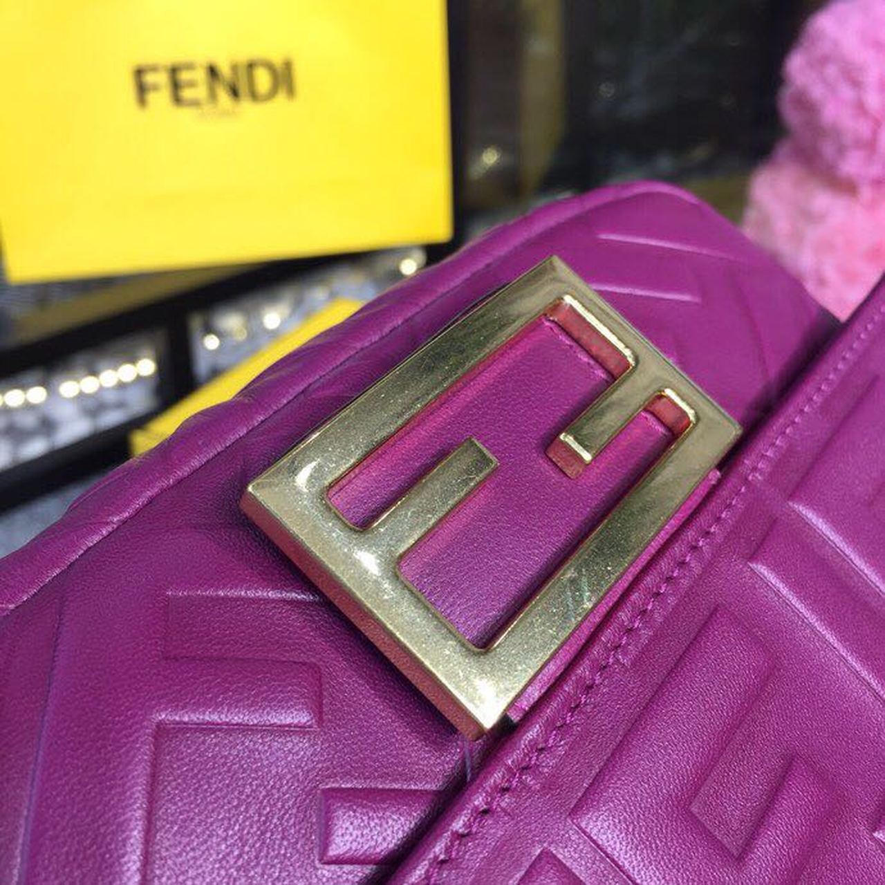 FI Baguette Nappa Purple For Women, Handbags, Shoulder And Crossbody Bags 7.4in/19cm FF 8BS017