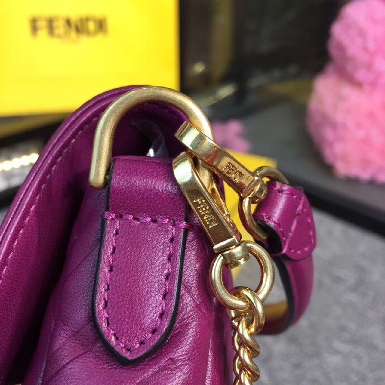 FI Baguette Nappa Purple For Women, Handbags, Shoulder And Crossbody Bags 7.4in/19cm FF 8BS017