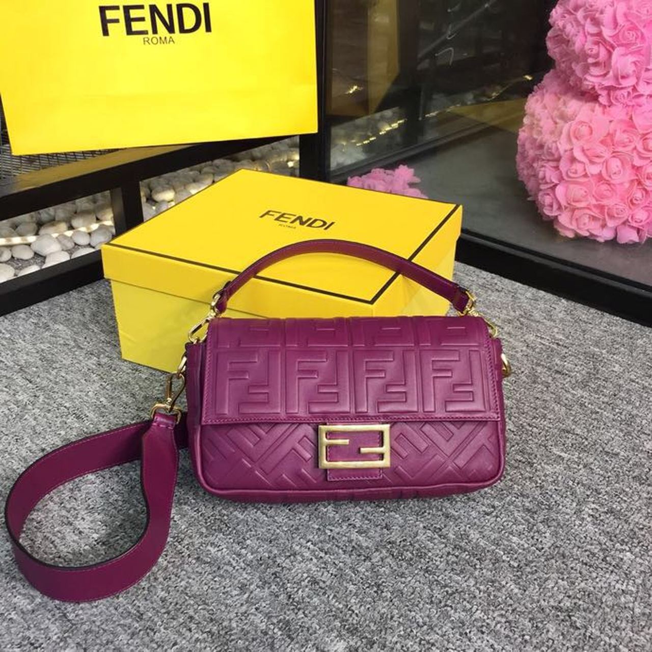 FI Baguette Nappa Purple For Women, Handbags, Shoulder And Crossbody Bags 10.6in/27cm FF 8BR600