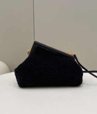 FI First Small Black Mink Bag For Woman 26cm/10in