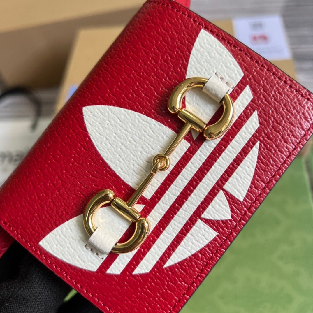 gg x Adidas Card Case With Horsebit Red For Women, Women&#8217;s Bags 4.2in/11cm gg‎