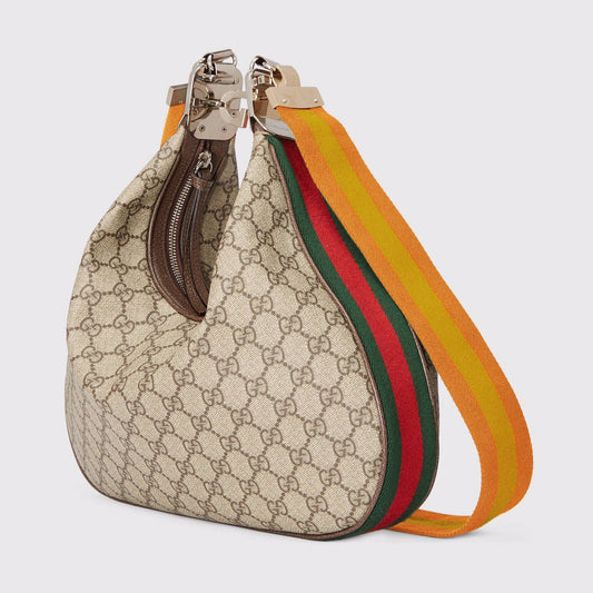 gg Atache Large Shoulder Bag Beige And Multicolor For Women, Women&#8217;s Bags 13.8in/35cm gg‎ ‎‎‎702823 96GRN 4091