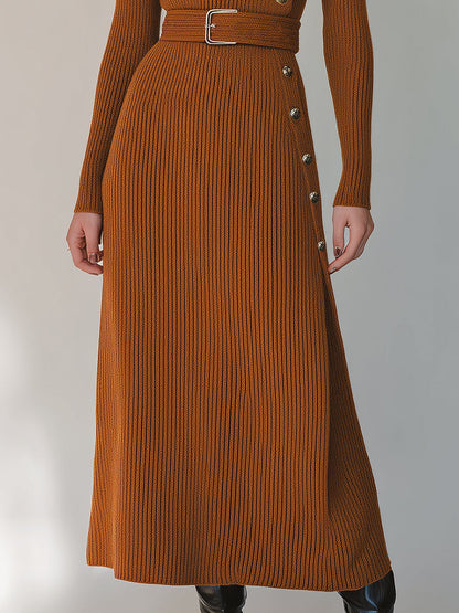 Fashionable Skinny Pumpkin Yellow Knit Maxi Dress