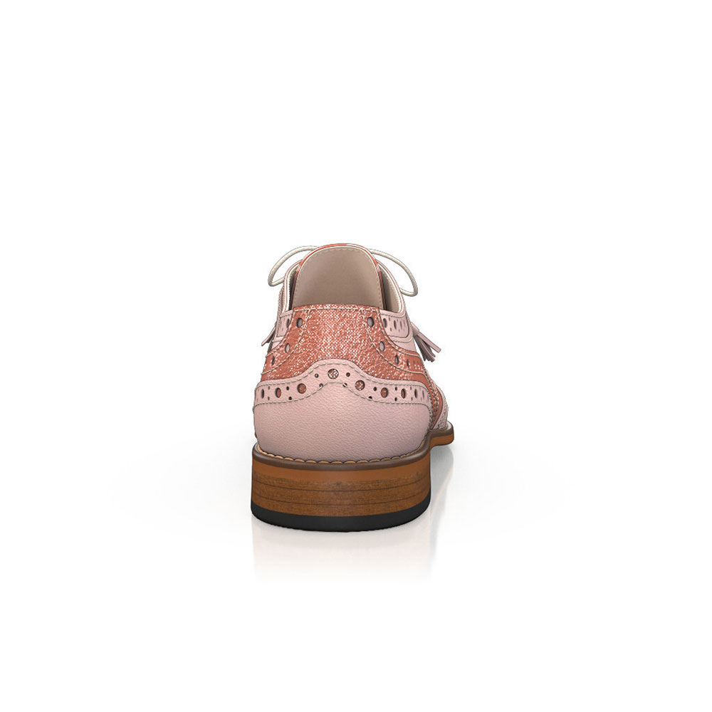 FSJ Blush Round Toe Block Heel Lace Up Oxford Shoes