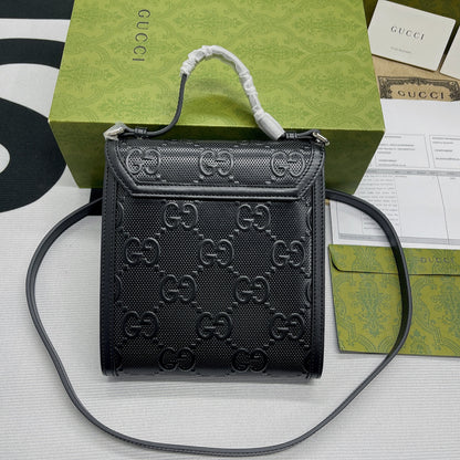 gg Embossed Messenger Bag Black gg Embossed For Men 8.1in/20.5cm gg 625782 1W3AN 1000465