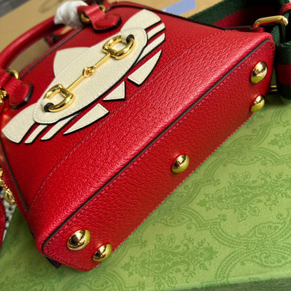 gg x Adidas Horsebit 1955 Mini Bag Red For Women, Women&#8217;s Bags 7.9in/20cm gg‎