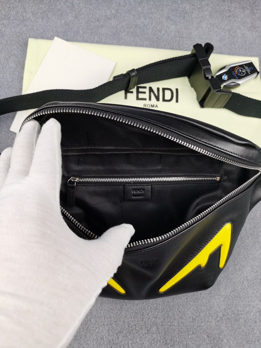 FI Little Monster Belt Bag Black/Yellow For Men, Men&#8217;s Bags 7.9in/20cm FF