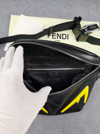 FI Little Monster Belt Bag Black/Yellow For Men, Men&#8217;s Bags 7.9in/20cm FF