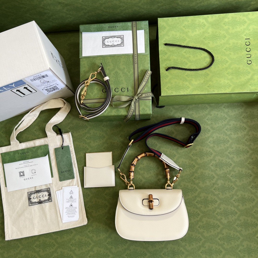 gg Bamboo 1947 Small Top Handle Bag White For Women 8.3in/21cm gg 675797 10ODT 8454