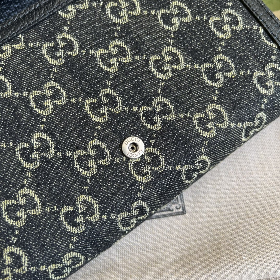 gg Dionysus gg Mini Chain Bag Black And Ivory gg Denim Jacquard For Women 8in/20cm 401231