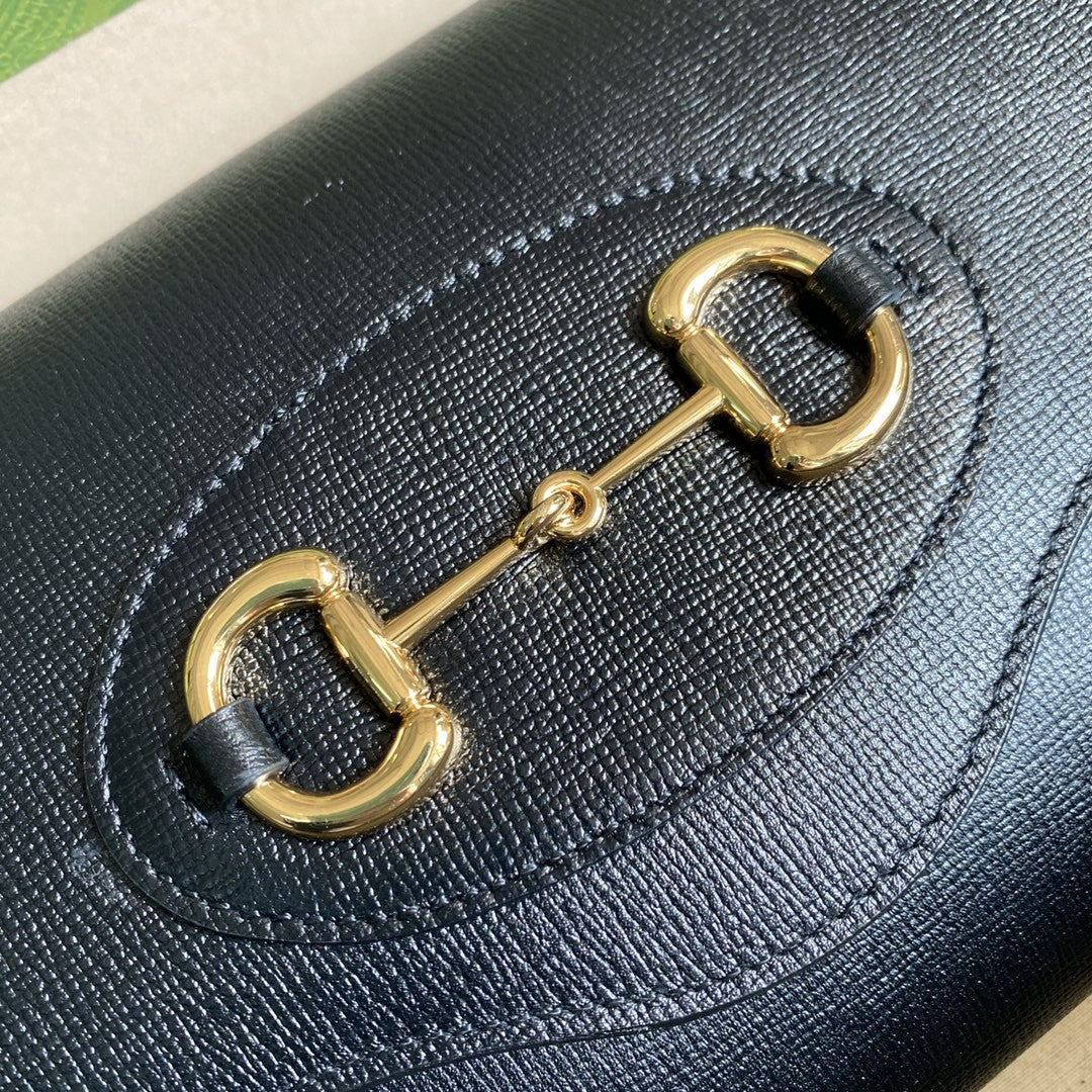 gg Horsebit 1955 Small Bag Black For Women 10.2in/26cm 677286 18YSX 1060