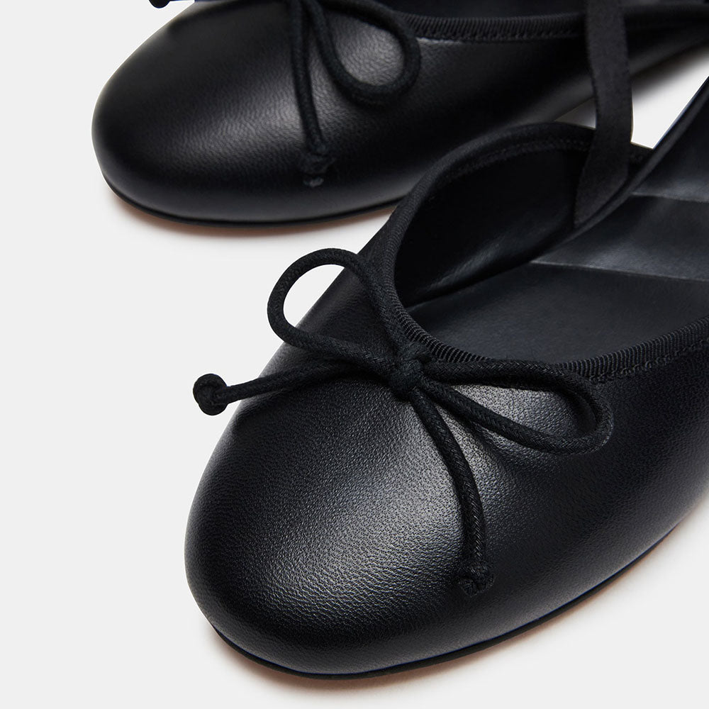 Elegant Black Round Toe Bow Wrap Strappy Flat Shoes for Women