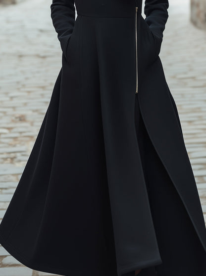 Dramatic Flare Wool-Blend Maxi Coat