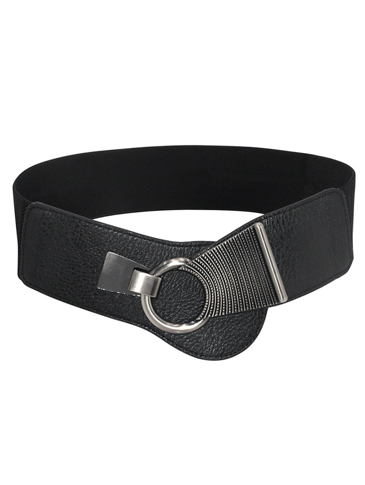 Fashion Solid Color Metal Buckle Wide Elastic Belt