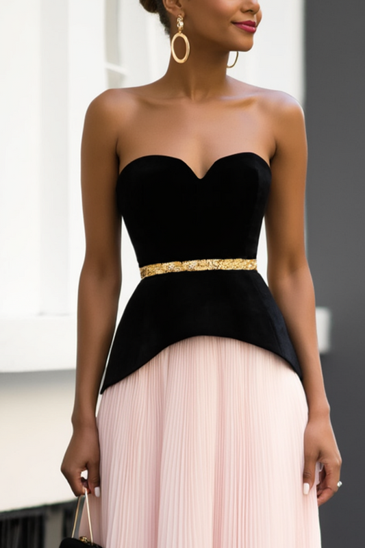 Evening Dress Pink Strapless Floor-Length Dress