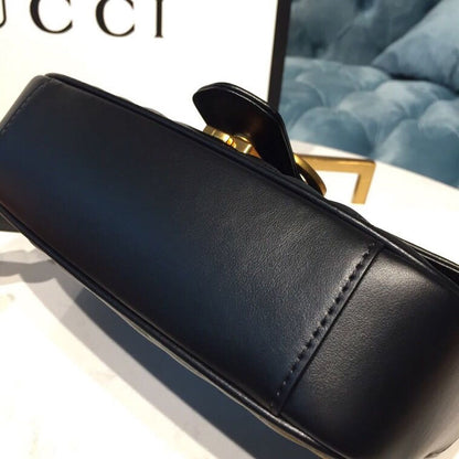 gg Marmont Matelassé Mini Bag Black Matelassé Chevron With A Heart For Women 8.5in/22cm gg  446744 DTDIT 1000