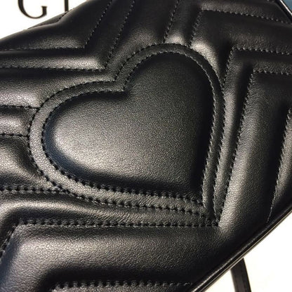 gg Marmont Matelassé Mini Bag Black Matelassé Chevron With A Heart For Women 8.5in/22cm gg  446744 DTDIT 1000