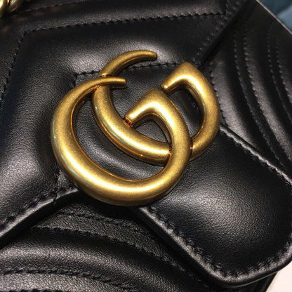 gg Marmont Matelassé Mini Bag Black Matelassé Chevron With A Heart For Women 8.5in/22cm gg  446744 DTDIT 1000