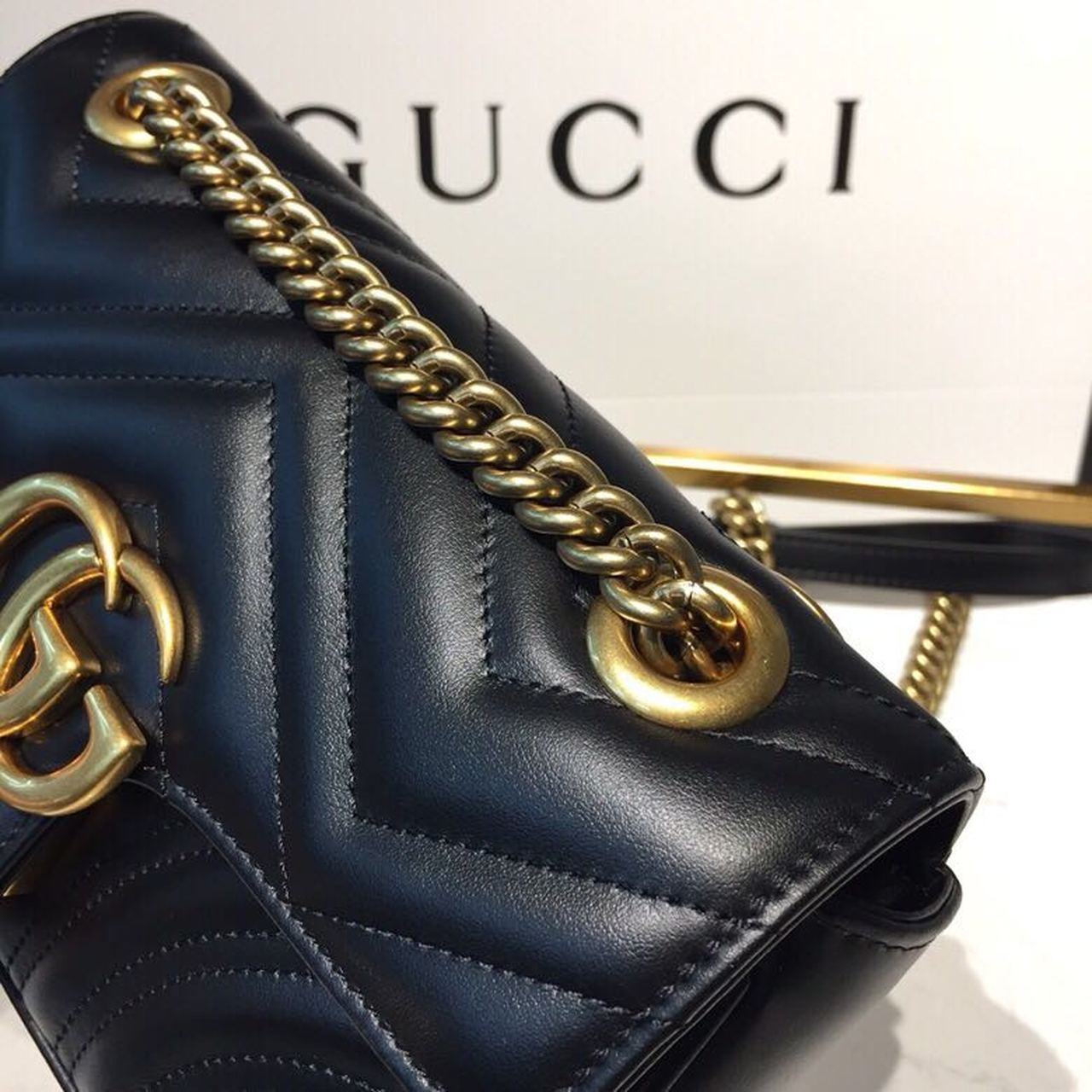 gg Marmont Matelassé Mini Bag Black Matelassé Chevron With A Heart For Women 8.5in/22cm gg  446744 DTDIT 1000
