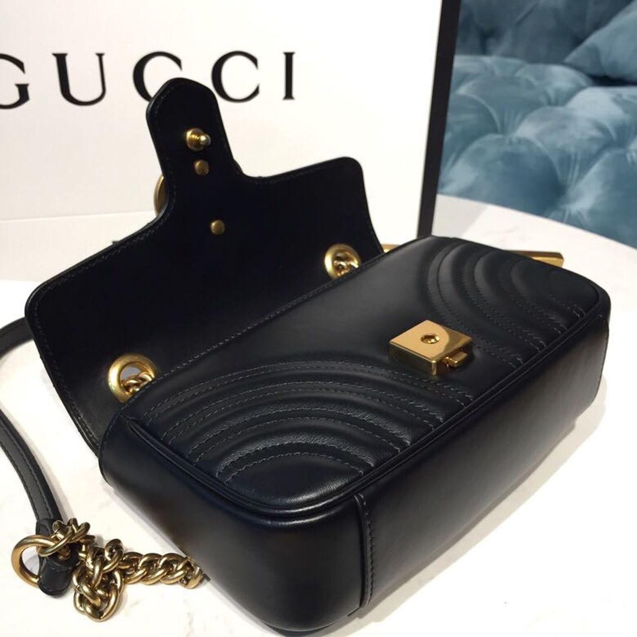 gg Marmont Matelassé Mini Bag Black Matelassé Chevron With A Heart For Women 8.5in/22cm gg  446744 DTDIT 1000