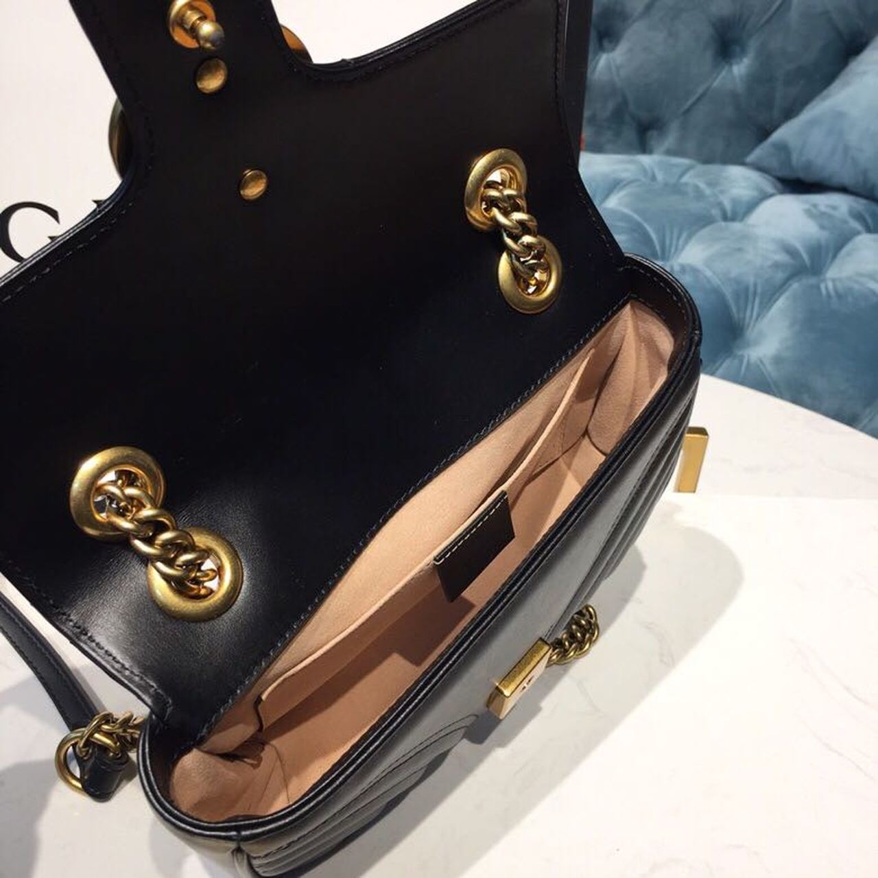gg Marmont Matelassé Mini Bag Black Matelassé Chevron With A Heart For Women 8.5in/22cm gg  446744 DTDIT 1000