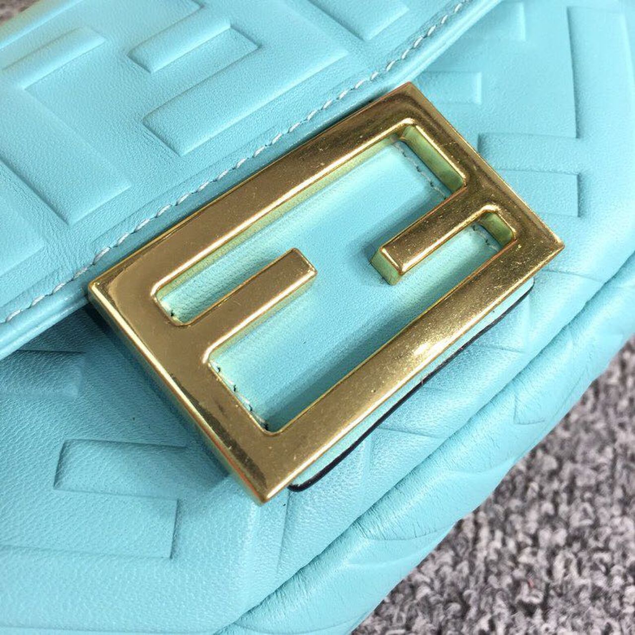 FI Baguette Nappa Light Blue For Women, Handbags, Shoulder And Crossbody Bags 7.4in/19cm FF 8BS017