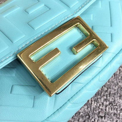 FI Baguette Nappa Light Blue For Women, Handbags, Shoulder And Crossbody Bags 7.4in/19cm FF 8BS017