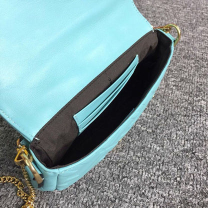 FI Baguette Nappa Light Blue For Women, Handbags, Shoulder And Crossbody Bags 7.4in/19cm FF 8BS017