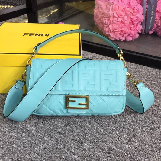 FI Baguette Nappa Light Blue For Women, Handbags, Shoulder And Crossbody Bags 10.6in/27cm FF 8BR600