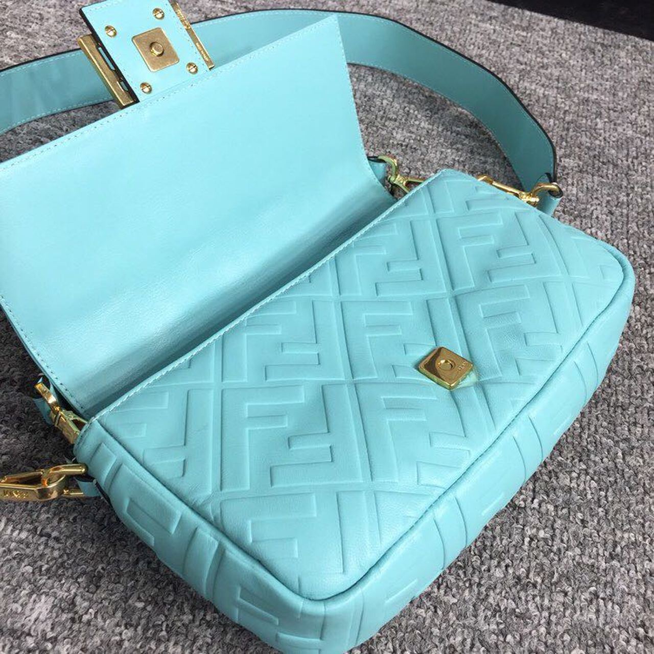 FI Baguette Nappa Light Blue For Women, Handbags, Shoulder And Crossbody Bags 10.6in/27cm FF 8BR600