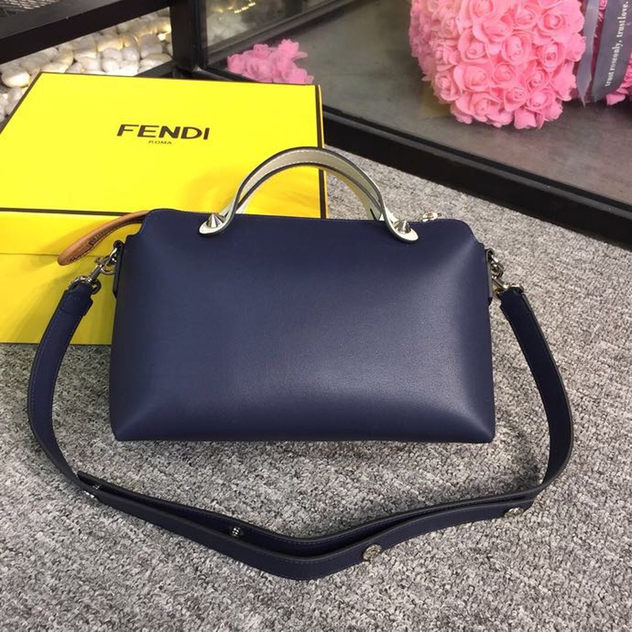 FI By The Way Medium Bag Dark Blue For Women, Handbags, Shoulder And Crossbody Bags 10.6in/27cm FF 8BL1461