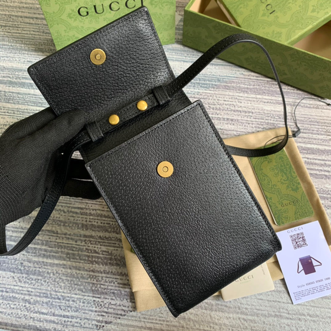 gg Mini Bag With Double G Black For Men 7.1in/18cm gg