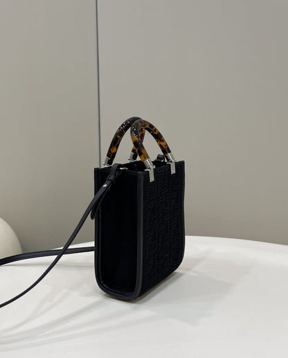 FI Mini Sunshine Shopper Black Bag For Woman 18cm/7in