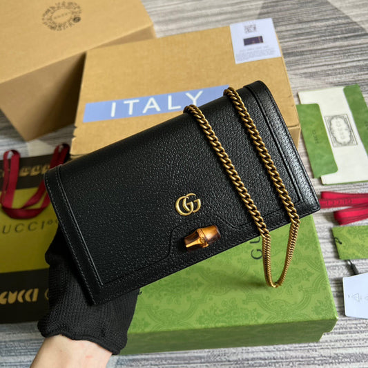 gg Diana Mini Bag With Bamboo Black For Women, Women&#8217;s Bags 7.5in/19cm gg 696817 DJ20T 1000