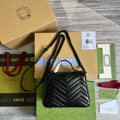 gg Marmont Mini Top Handle Bag Black For Women, Women&#8217;s Bags 8.3in/21cm gg ‎