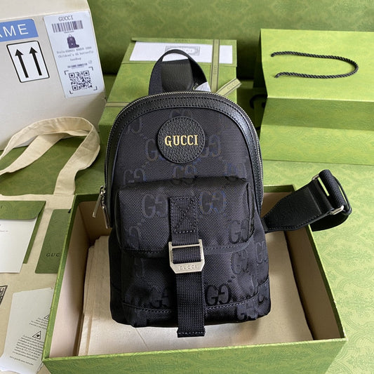 gg Off The Grid Sling Backpack Black gg Nylon For Men 11in/27cm 658631 H9HUN 1000