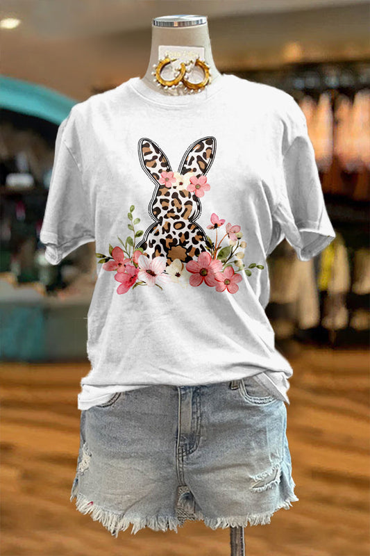 Cute Easter Bunny Leopard Print T-Shirt