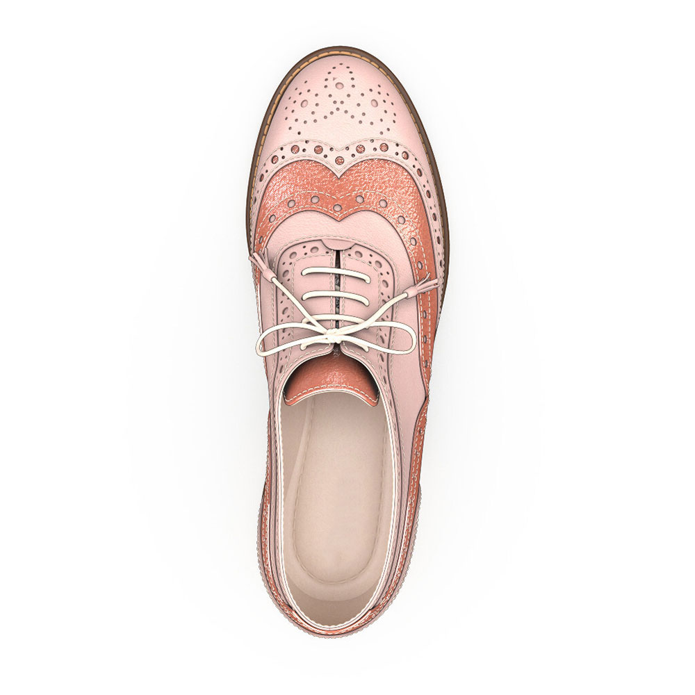 FSJ Blush Round Toe Block Heel Lace Up Oxford Shoes