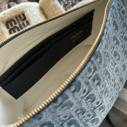 DIOR DIORSTAR HOBO BAG WITH CHAIN BLUE DENIM 22CM S3202UDCE M49E