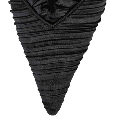 Elegant Fabric Pointed Toe Kitten Heel Black Pumps with Ruffle Decor